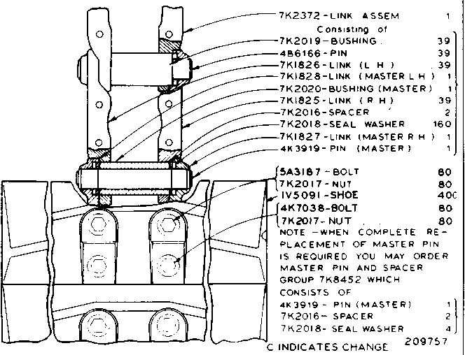 CAT  	 	1V-5091:  БАШМАК ГУСЕНИЧНОЙ ЛЕНТЫ 