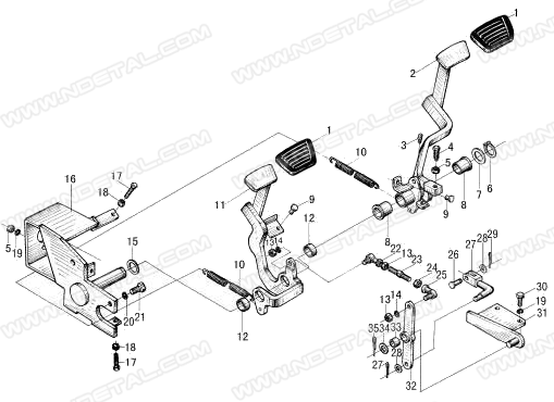 Inch pedal assy