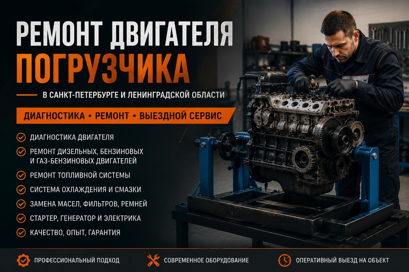 Ремонт двигателя погрузчика в Санкт-Петербурге и Ленинградской области