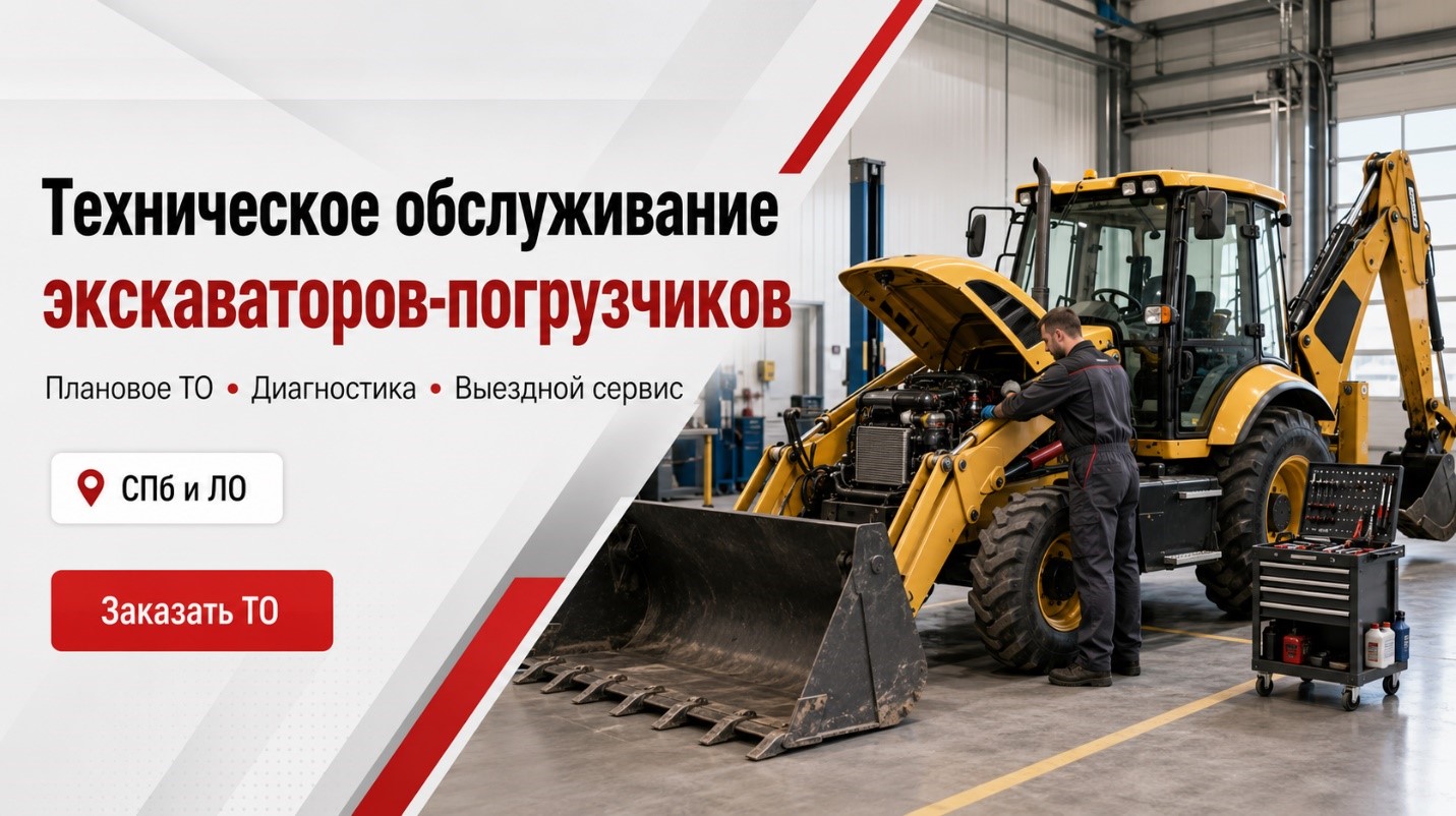 Техническое обслуживание экскаваторов-погрузчиков в Санкт-Петербурге и Ленинградской области